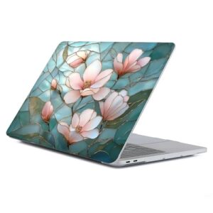 Punmada Capa transparente para MacBook Air de 13 polegadas versão 2022 modelo A2681/A3240 M2 chips, capa de computador transparente, padrão premium, capa rígida esmaltada com flores brancas