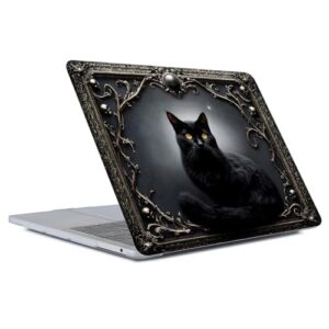 Punmada Capa transparente para MacBook Pro de 16 polegadas, versão 2019, modelo A2141, capa rígida para laptop, gótico, preto, místico, elegante, felino