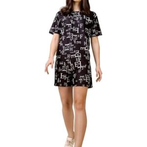 PURVAJA Mini Co-Ords Femininas (Rehaa-014-034), Preto, GG