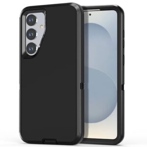 Qizaixi Capa projetada para Samsung Galaxy S25 FE, [sem protetor de tela] à prova de choque/poeira/queda, proteção total de 3 camadas, capa resistente para celular Galaxy S25 FE, preta