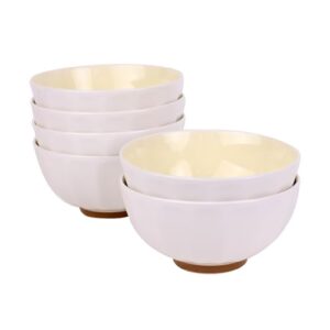 QUANSHANGJU 6 tigelas de macarrão 680 g, porcelana amarela, 15 cm, micro-ondas, lava-louças, resistente a arranhões