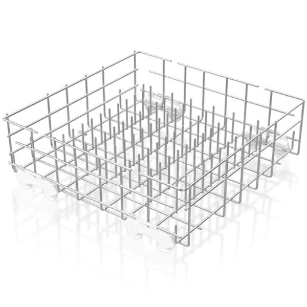 Rack inferior atualizado de aço inoxidável 304 W10311986 W10380384 compatível com Whirlpool Kenmore rack de lava-louças peças de reposição com roda, W10311986 Whirlpool rack inferior para lava-louças