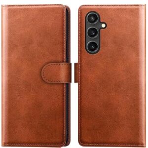 RadEnergy Capa carteira de couro genuíno com bloqueio de EMF com suporte para cartão para Samsung Galaxy, proteção antiradiação eletromagnética, bloqueador de radiação (marrom, para Galaxy A55 5G)