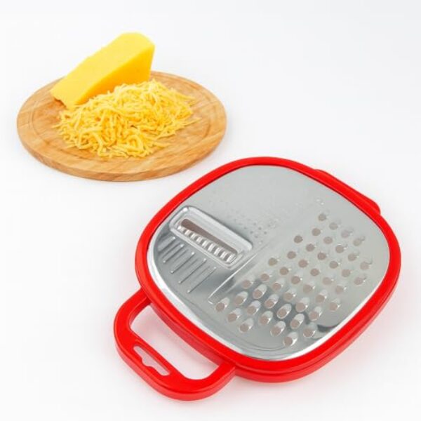 Ralador de alimentos com Recipiente, Aço Inox, 2 Tipos de Lâminas, Tampa Protetora, Design Portátil, Ideal para Queijo, Chocolate, Legumes e Vegetais