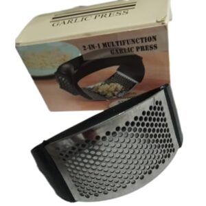 Ralador e Triturador de Alho Manual em Aço Inox, Cabo Ergonômico, 11 x 7 cm, Preto