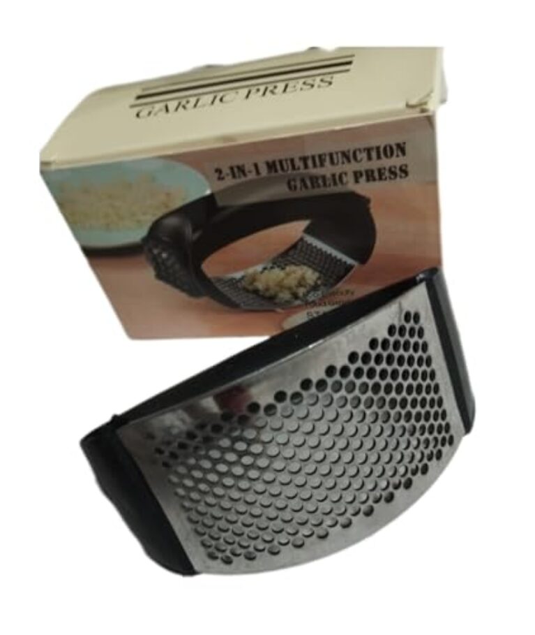 Ralador e Triturador de Alho Manual em Aço Inox, Cabo Ergonômico, 11 x 7 cm, Preto