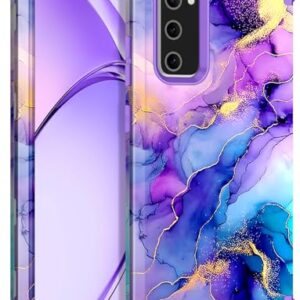 Rancase Capa para Galaxy S20 FE 5G, proteção resistente à prova de choque de três camadas de plástico rígido + capa protetora de borracha de silicone macio para Samsung Galaxy S20 FE 5G, mármore azul