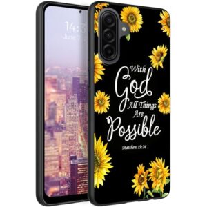 RAUEDWDJS Capa de TPU macio para Samsung Galaxy A17 5G, ajuste fino, antiarranhões, antiderrapante, absorção de choque, capa protetora para Samsung A17 6,7 polegadas 2025 - girassol Matthew 19:26