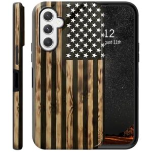 RAUEDWDJS Capa para Samsung Galaxy A16 5G, compatível com carregamento sem fio, capa protetora híbrida robusta à prova de choque de camada dupla 6,7 polegadas 2024, bandeira americana marrom