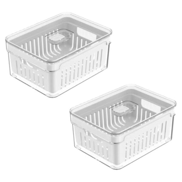 Recipientes Para Armazenamento No FrigoríFico – MantêM Os Legumes, Saladas E Frutas Frescas Frescos Por Mais Tempo(2 ORGANIZADOR 2,2 LITROS)