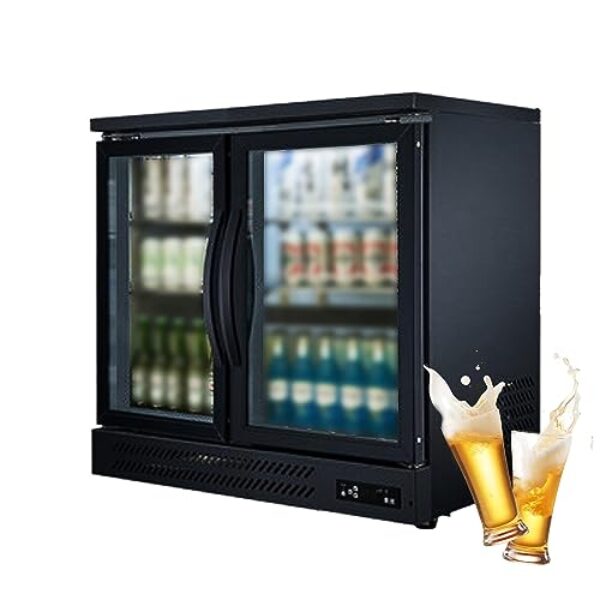 Refrigerador de bar embaixo do balcão, refrigerador de bar traseiro com 2 portas de vidro, geladeira de bebidas com altura do balcão, geladeira de exibição comercial de 36 polegadas para cerveja,