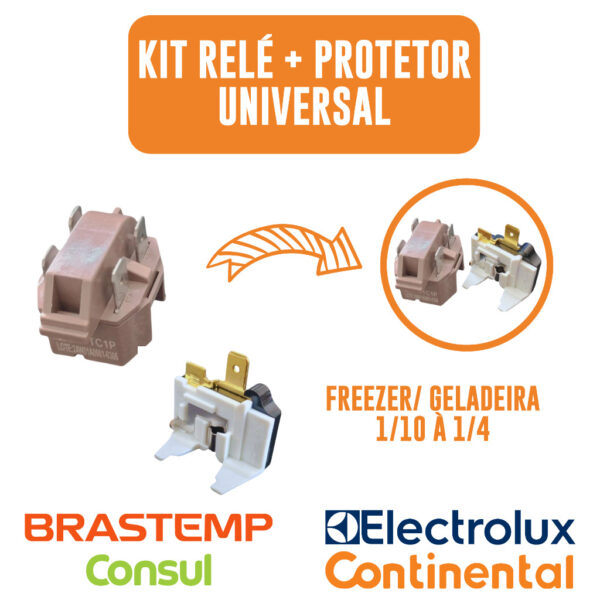 RELÉ PTC 1/10 A 1/3 E PROTETOR TÉRMICO PTC COMPRESSOR GELADEIRA FREEZERS - 4 PINOS 110V 127V