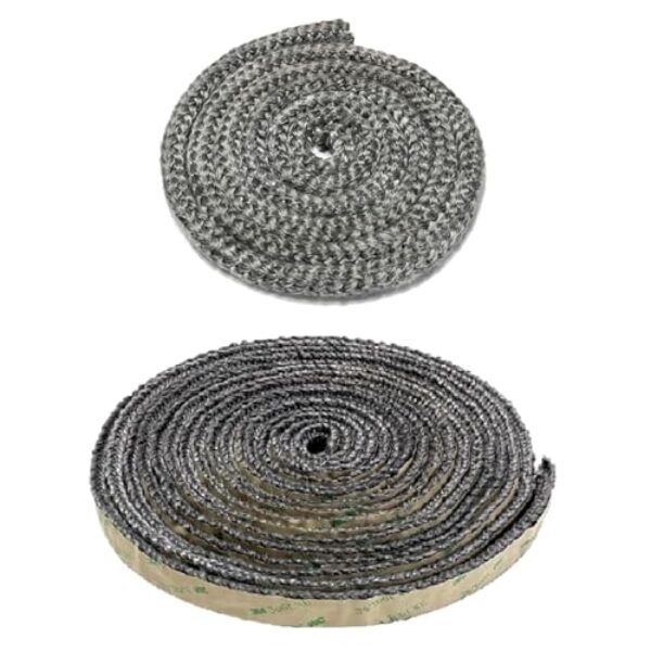 Ribbonlic Kit de substituição de corda de vedação de 3 peças, porta de fogão a lenha de 1,7 cm, comprimento 1,99 cm, vedação de vidro de janela e fita de acetato resistente a altas temperaturas para