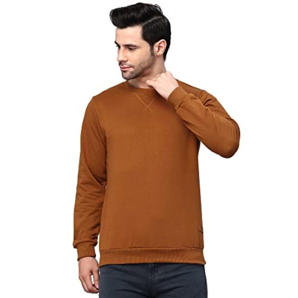 Rigo Moletom masculino com gola redonda | Moletom masculino | Moletom masculino de manga comprida | Roupas masculinas casuais e elegantes, marrom/camelo, 14