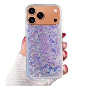 Rnrieyta Miagon Capa traseira de areia movediça com efeito luminoso em movimento para iPhone 17 Pro, brilho noctilucente que brilha no escuro brilhante líquido transparente
