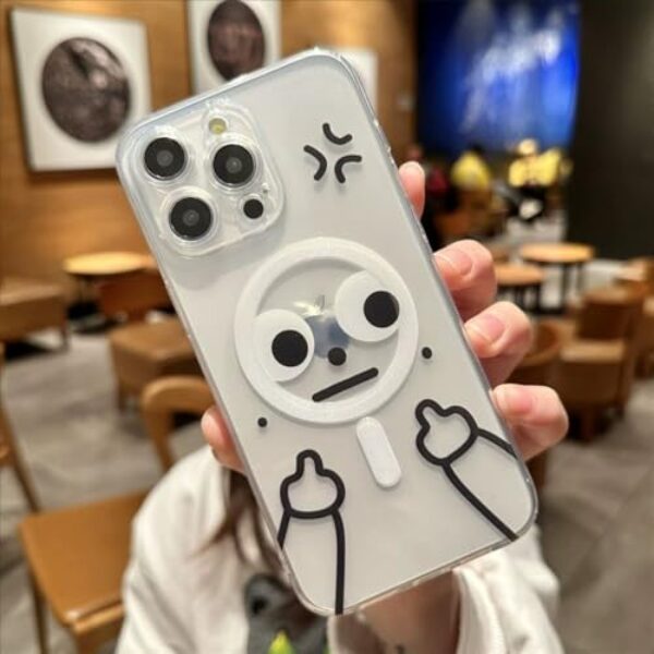 Roemary Capa engraçada para iPhone 17 Pro Max com design MagSafe, carregamento magnético sem fio, transparente, capa de telefone TPU transparente para iPhone 17 Pro Maxs de 6,9 polegadas (homem triste