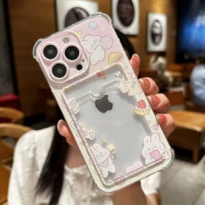 Roemary Capa Space Bunny para iPhone Air com suporte para cartão, carregamento magnético sem fio, transparente, TPU para iPhone Air 6,5 polegadas (coelhinho)