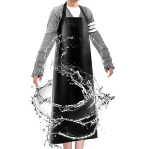 ROKVOR Pacote com 2 aventais impermeáveis com um par de mangas de couro para lavar louça, processamento de carne, lavagem de carro, cuidados com animais de estimação e jardinagem, avental de couro