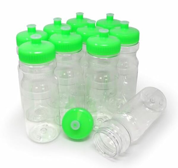 Rolling Sands Garrafas de água de plástico transparente sem BPA de 680 g com verde-limão, conjunto de 10, feito nos EUA