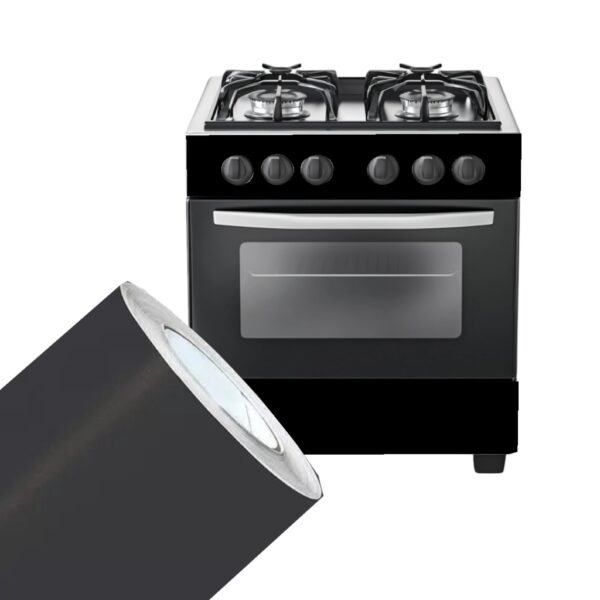 Rolo Adesivo Preto fosco Vinil Geladeira Rack Fogão 5m X 50cm