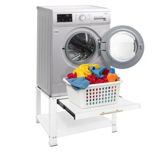 Royxen Pedestais de lavadora e secadora com gaveta, pedestal de lavanderia de metal resistente de 73,7 cm A, suporte universal para máquina de lavar para prateleira de cesta, capacidade de 362 kg