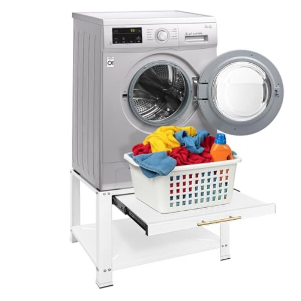 Royxen Pedestais de lavadora e secadora com gaveta, pedestal de lavanderia de metal resistente de 73,7 cm A, suporte universal para máquina de lavar para prateleira de cesta, capacidade de 362 kg