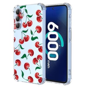 RRXSYXL Capa para Samsung Galaxy M35 5G com estampa floral transparente, capa macia à prova de choque para Samsung M35 5G (cereja)