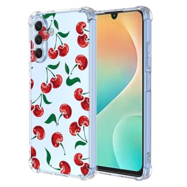 RRXSYXL Capa para Samsung Galaxy M36 com estampa floral transparente, capa macia à prova de choque para Samsung M36 (cereja)