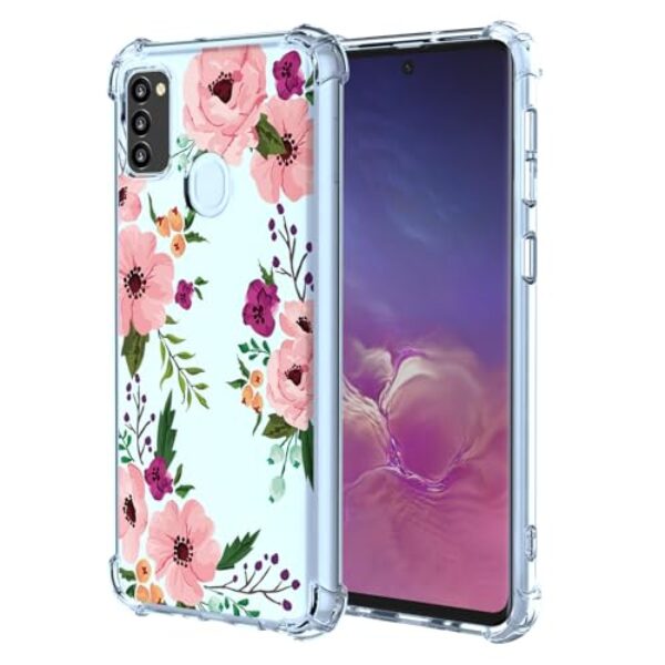 RRXSYXL Capa para Samsung M30S, Samsung M21, Samsung M21S com estampa floral transparente, capa macia à prova de choque para Galaxy M30S, Galaxy M21, Galaxy M21S, flor de cerejeira