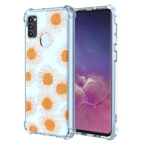 RRXSYXL Capa para Samsung M30S, Samsung M21, Samsung M21S com estampa floral transparente, capa macia à prova de choque para Galaxy M30S, Galaxy M21, Galaxy M21S, margarida floral