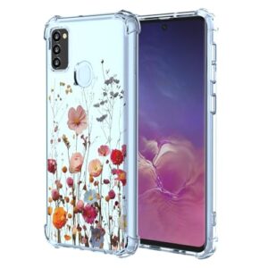 RRXSYXL Capa para Samsung M30S, Samsung M21, Samsung M21S com estampa floral transparente, capa macia à prova de choque para Galaxy M30S, Galaxy M21, Galaxy M21S, bonita floral