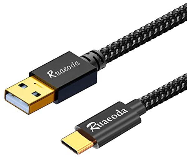 Ruaeoda Cabo USB C 6 m, 3.1A Tipo C Carregador Cabo de Carregamento Rápido, Carregador USB A para USB C 3A Durável Nylon Trançado Compatível com Galaxy S10 S9 Plus S21, Note 10 9 A51 LG G8 G7 Cabo de