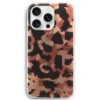 RUMDEY Capa para iPhone 14 Pro de 6,1 polegadas tartaruga leopardo capa de silicone macio translúcida transparente vintage estampa de chita fina à prova de choque capa protetora marrom âmbar para