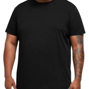 Runcati Camisetas masculinas grandes e altas, manga curta, gola redonda, casual, hipster, hip hop, longline, Preto, 5G