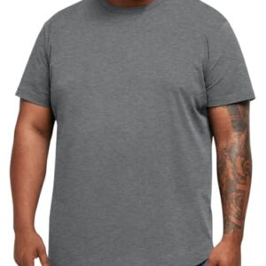 Runcati Camisetas masculinas grandes e altas, manga curta, gola redonda, casual, hipster, hip hop, longline, Cinza escuro, 5G