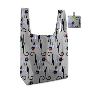 Sacolas de compras reutilizáveis sacolas de compras reutilizáveis sacolas de presentes de Natal animais gatos cinza