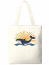 Sacolas de lona, bolsa de pano para compras de supermercado, oceano, baleia, sol, reutilizável, bolsa de ombro para viagem, trabalho, academia, Bege, Large