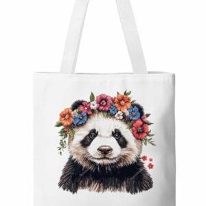 Sacolas de lona, sacola de pano de compras de supermercado, fofo, floral, reutilizável, bolsa de ombro para viagem, trabalho, academia, Branco, Large, Casual