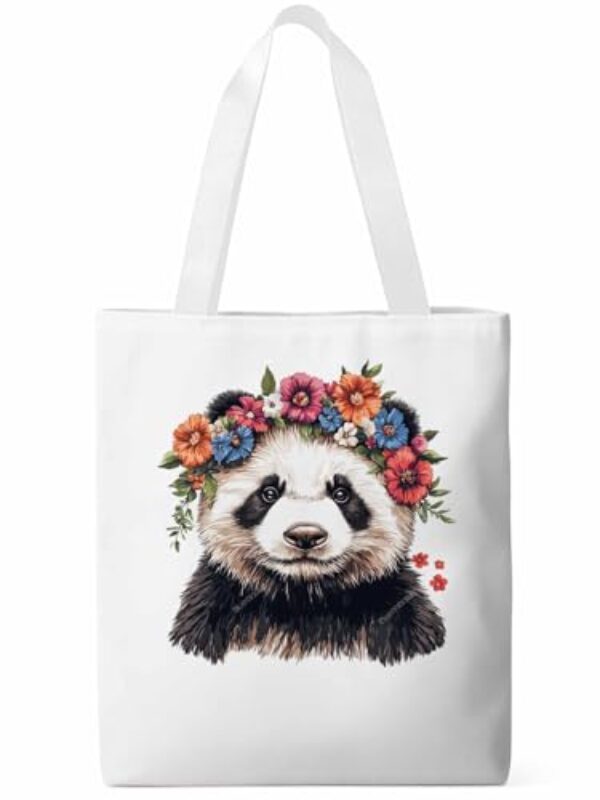 Sacolas de lona, sacola de pano de compras de supermercado, fofo, floral, reutilizável, bolsa de ombro para viagem, trabalho, academia, Branco, Large, Casual