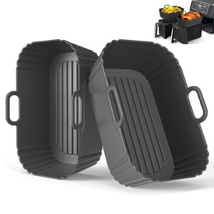 Sactercon Pacote com 2 forros de silicone para fritadeira, reutilizáveis compatíveis com Ninja Foodi DZ201, DZ401, DZ550, COSORI, Chefman, Instant Air Fryer e cestas 6 em 1 8-10QT Air Fryer
