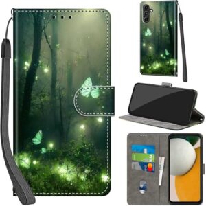 Salanheo Capa carteira para Samsung Galaxy A15 4G / A15 5G, com [3 compartimentos para cartões], fecho magnético com suporte, capa protetora de couro PU à prova de choque 16,5 cm, borboleta