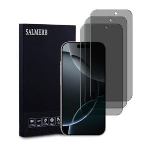 SALMERB Pacote com 3 protetores de tela de privacidade compatíveis com Moto G06 Power/Moto G06 Protetor de tela anti-espião Película de dureza 9H antiarranhões (preto transparente)