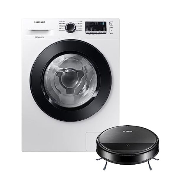 Samsung Kit Lava E Seca Wd11M Inverter Branca 11/7Kg 110V E Aspirador Robô 2 Em 1 Com Wi-Fi Vr5000