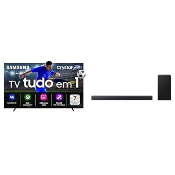 Samsung Smart TV 55" Crystal UHD 4K U8100F 2025 + Soundbar B-Series HW-B450F 2.1 canais Suwoofer incluso 2026