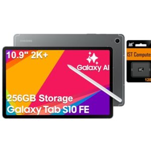SAMSUNG Tablet Android Galaxy Tab S10 FE AI (tela sensível ao toque de 27.7 cm 2K + 90Hz, 8 núcleos, 8 GB de RAM, armazenamento de 256 GB (cartão SD de 128 GB + 128 GB)), S Pen, bateria de longa