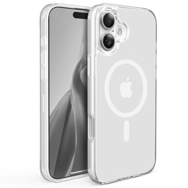 Sansunto Capa para iPhone 16 Plus, capa protetora fina para mulheres e homens, ajuste fino com MagSafe, traseira fosca translúcida, proteção contra quedas de grau militar, capa de telefone 16plus