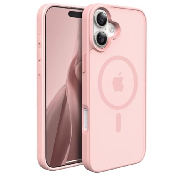 Sansunto Capa para iPhone 16 Plus, capa protetora fina para mulheres e homens, ajuste fino com MagSafe, traseira fosca translúcida, proteção contra quedas de grau militar, capa de telefone 16plus