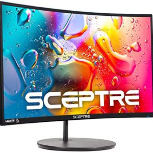 Sceptre Monitor curvo para jogos de 61.0 cm 1080p R1500 98% sRGB HDMI x2 VGA embutidos, VESA para montagem na parede, máquina preta (série C248W-1920RN)