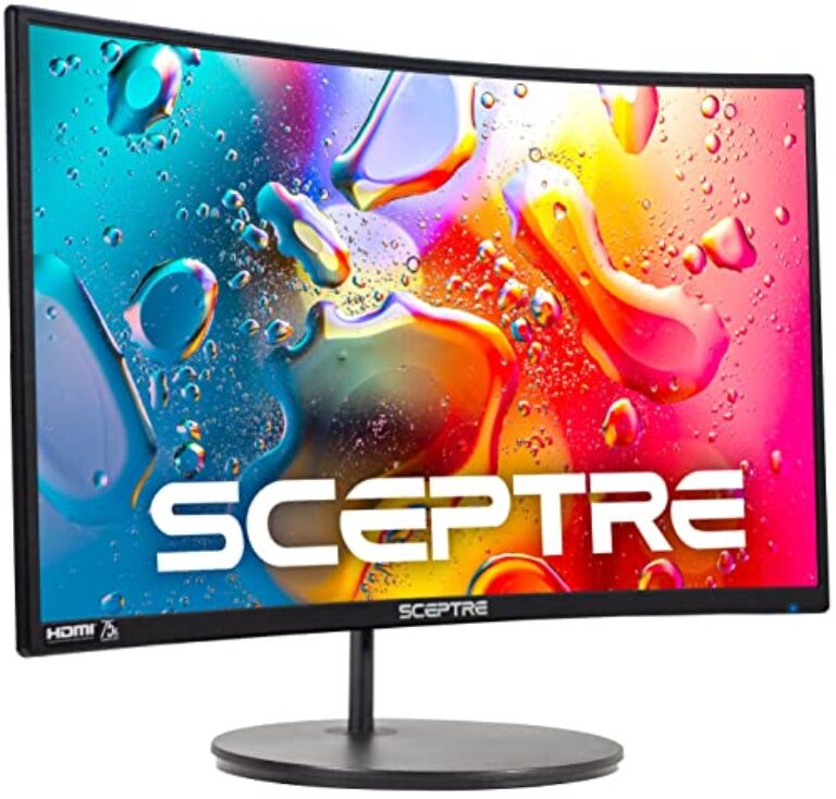 Sceptre Monitor curvo para jogos de 61.0 cm 1080p R1500 98% sRGB HDMI x2 VGA embutidos, VESA para montagem na parede, máquina preta (série C248W-1920RN)