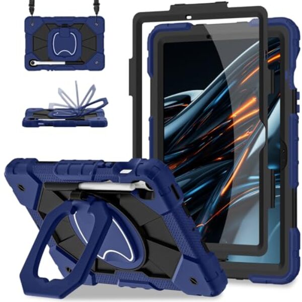 Scnioy Capa para Samsung Galaxy Tab S10 Lite / S10 FE / S9 FE 10,9 polegadas e Galaxy Tab S9 11 polegadas, capa robusta para Samsung S10 FE com suporte para caneta 360 suporte giratório protetor de
